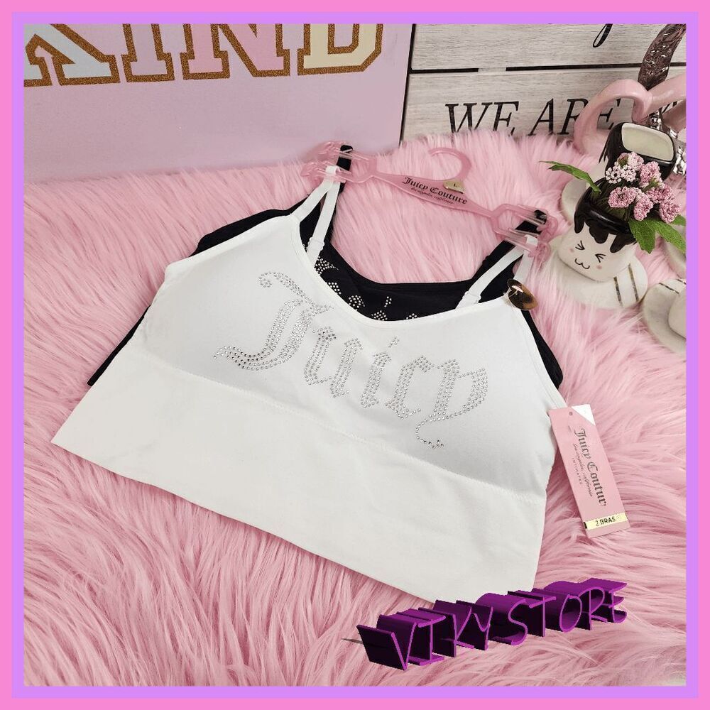 💕 NWT Juicy Couture 2-Pack Bralette/Bra Bling Pads Large #7181 💕
